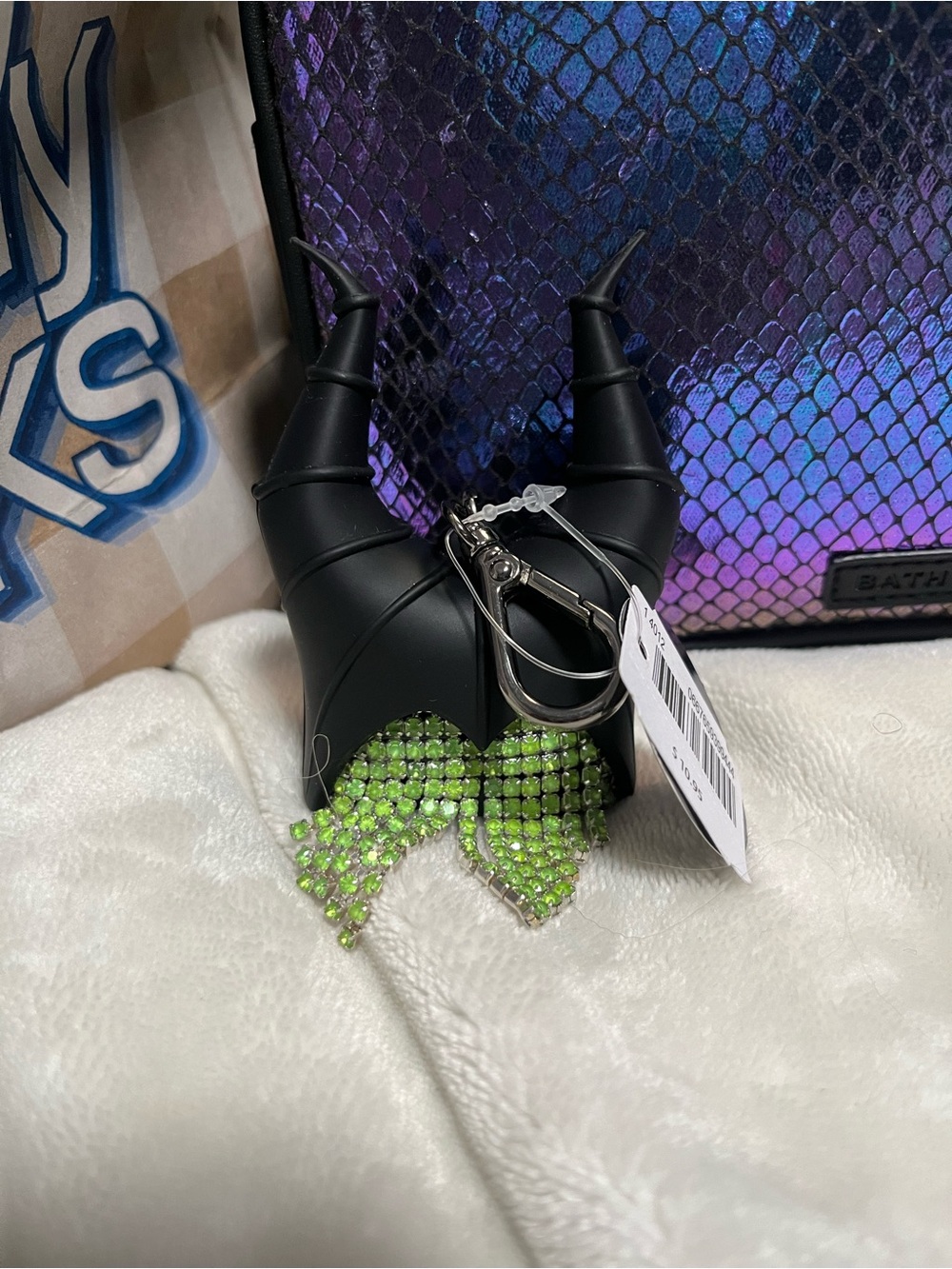 Bath & Body Works Iridescent Black Holographic Cosmetic Bag with Bat Accent - Picture 7 of 9